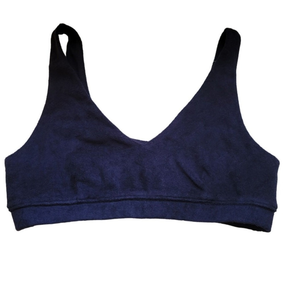 OFFLINE by Aerie Recharge Terry Bralette Womens Size M Navy‎ Blue Lounge Cotton
